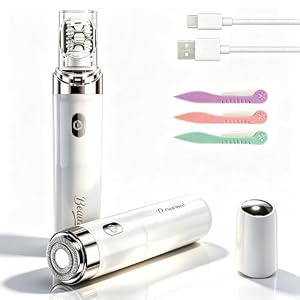 Facial Hair Remover for Women, 2-in-1 Epilator for Women with LED Light USB Rechargeable Portable Electric Epilators Painless Lady Shavers for Face, Lip, Chin, Leg, Arms, Bikini (White)