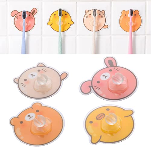 4er-Pack Badezimmerständer-Set, Zahnbürstenhalter, Schlüsselhaken, Wandhaken, Selbstklebend, Stanzfrei, Handtuchhaken, Süßes Bärenmuster, Kleiderhaken Für Badezimmer, Toilette, Küche Cover