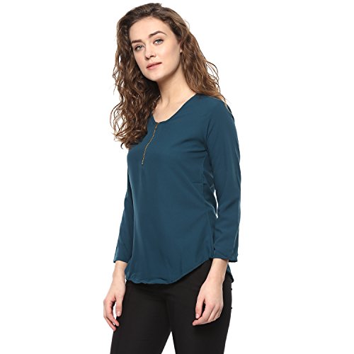 Image of mayra Women's Crepe Green Color 3 /4 Sleeve Top