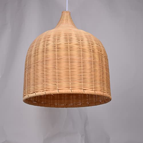 Arturesthome 15.7in Rattan Woven Pendant Light, Handmade Ceiling Pendant Lighting Chandelier, Hanging Lampshade Fixture for Dining Room Kitchen Entryway - Image 7