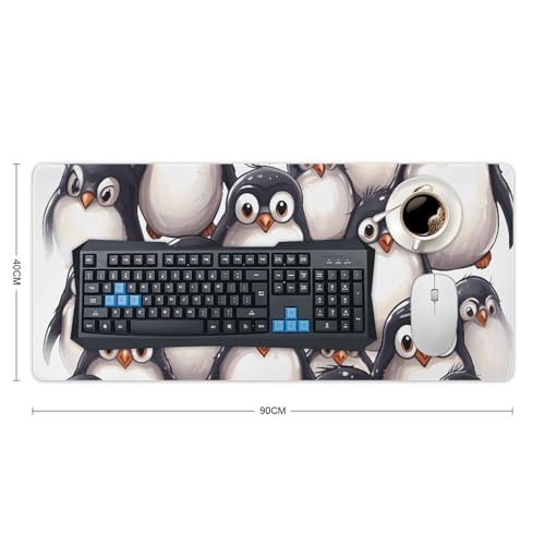 Tapis de souris de jeu antidérapant grand format pingouins mignons
