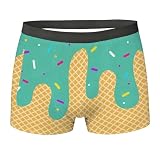 Calzoncillos casuales para hombre de algodón suave con estampado de helado Fondante - ropa interior divertida y cómoda, Boxer o Slip para un diario divertido, Verde Menthe56, L