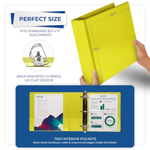 Image of Samsill Durable 3 inch 3 Ring Binder, D Ring Binder, 100% Recycled Chipboard, Yellow, 12 Pack