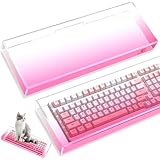 ZIYOU LANG KC04 Acrylic Clear Transparent Keyboard Cover(17.4*6.5*1.89’’) with Dustproof Waterproof Anti-hit Anti-cat Protective Case for Compact Layout 94/96/98Key Mechanical Gaming Keyboard(Pink)