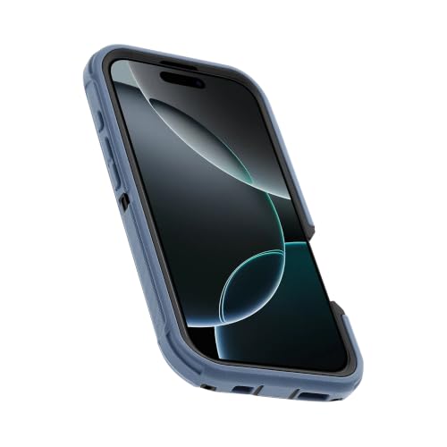 Image of OtterBox iPhone 16 Pro (Only) Defender Series MagSafe Case - Stonewash (Blue & Black) - Built-in Magnets - Screenless - Rugged & Durable - with Port Protection