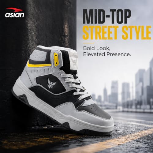 Image of ASIAN Mojo-54 Men's High-Top Sneakers | Stylish High Neck Casual Shoes with Cushioned Comfort, Durable Build & Grip Sole
