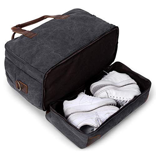 S-ZONE Mens Canvas Travel Duffel Bag Weekend Overnight Bag with Shoes Laptop Compartment 2.0 Version