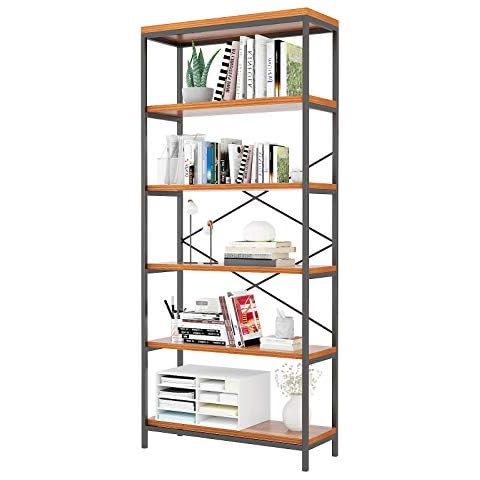 BATHWA 6-Shelf Wood and Metal Bookcase Cover