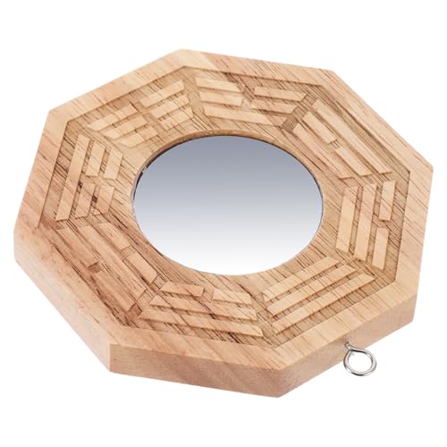 Ciieeo Espejo Convexo Bagua Redondo de Madera para Decoración de Pared en Salas, Oficinas y Entradas, Tamaño Pequeño