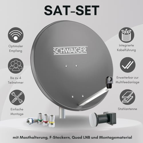 Schwaiger 517 Satellitenschüssel Komplettset für 4 Teilnehmer