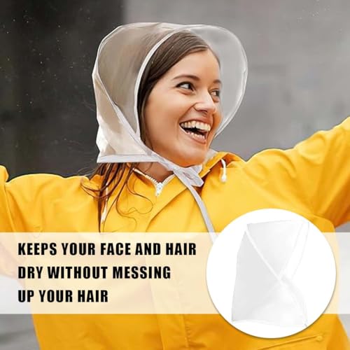 WeddHuis 2 Stück Regenhaube Transparent Kopf Regenhut,mit Sonnenschutz Kunststoff Regenhut Damen Wasserdicht Unisex Herren Damen Regenmantel Regenschutz Überkopf Regenmütze