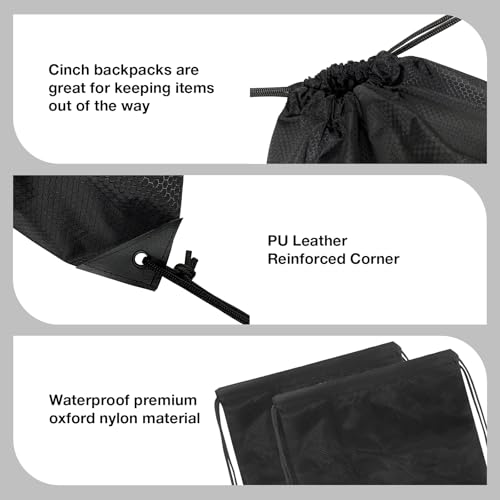 HIIXHC 2-Pack Black Drawstring Backpacks, Cinch Bag, Lightweight & Washable Sackpack, Perfect for Gym, Sports, Travel - Men & Women,X-Large 22.4"x17.5"2