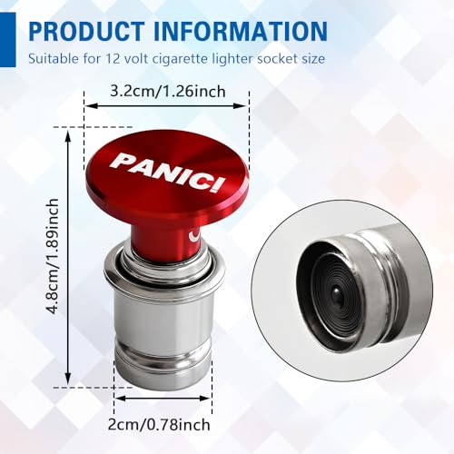 Image of PANIC Button Car Cigarette Lighter Plug, Car Cigarette Lighter Replacement, Aluminum Alloy Push Button Lighter Plug, Standard 12V Fast Heating Power Socket for Auto
