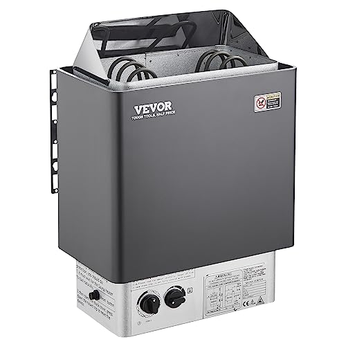 VEVOR Sauna Heater, 3KW 220V Electric Sauna Stove, Steam Bath Sauna Heater with Built-in Controls, 3h Timer and Adjustable Temp for Max. 70-141 Cubic Feet, Home Hotel Spa Shower Use
