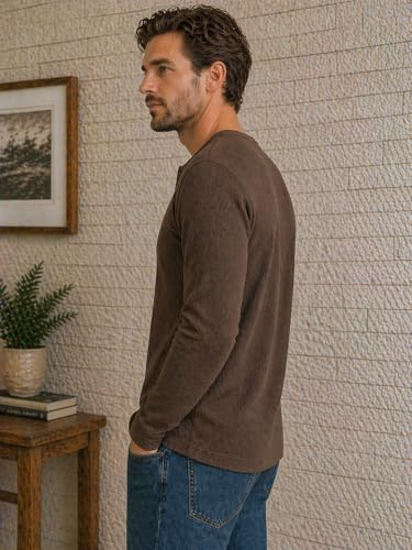 Image of FN3 Men's Premium Waffle Knit Henley Tshirt for Men