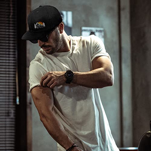 Sunset Mountain Snapback Hats For Men Black Flat Bill Hats Trucker Snap Backpack Hat Fitted Hats Adjustable #TOP5