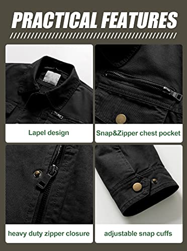 Pursky Men's Canvas Cotton Military Casual Field Jacket Outerwear With Removable Hood 5