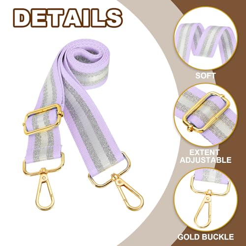 Image of PATIKIL Purse Strap, Wide Shoulder Strap Adjustable Crossbody Bag Straps Universal Replacement Shoulder Bag Belt for Women's Handbags Canvas Guitar Bag Backpack, Light Purple