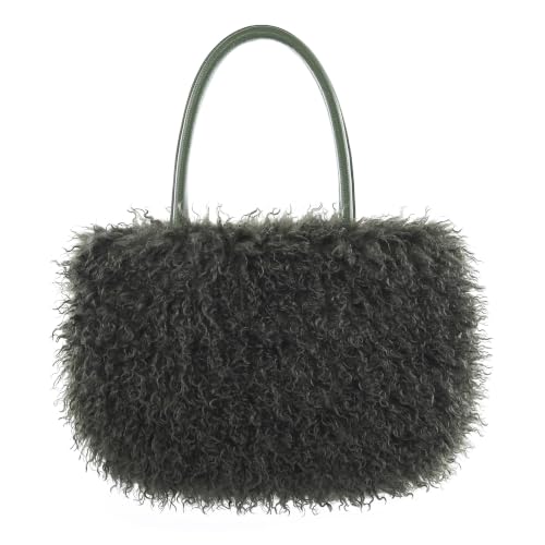 Image of Women's Fuzzy Tote Bag Curly Handbag Furry Shoulder Bag Large Plush Top Handle Purses Winter
