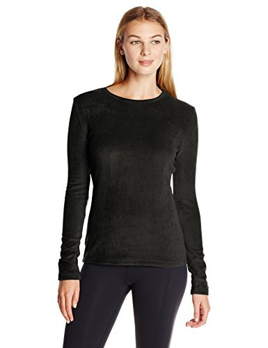 Cuddl Duds Women's Fleecewear With Stretch Crew Neck Top, Black, Large #TOP19