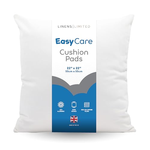 Linens Limited - Cushion Insert 55cm x 55cm Made in the UK Soft and Plump Non-Allergenic Sofa Cushion Pad Easy to Clean Small Cushion Inner Perfectly Fits Covers (White)
