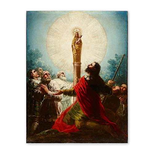Cuadro Famoso-Francisco José de Goya-Reproducciones Impresión en lienzo-decoración de pared(El apóstol Santiago y sus discípulos adorando a la Virgen del Pilar) 30x40cm(12x16in)sin marco