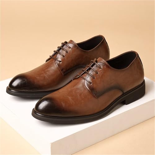 Men's Elevator Leather Dress Shoes Vintage Hong Kong Style Textured Business Formal Pointed Toe British Trendy Oxfords3