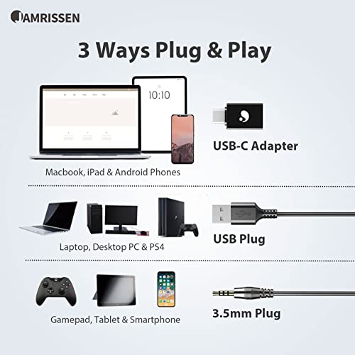 Usb Headset With Microphone For Pc, Computer Headset With Mic Noise Canceling & Volume Control, 3.5 Mm Wired Headphones For Ms Teams/Skype/Zoom, Wide Compatible Usb-C Adapter For Cell Phones Laptop #TOP2