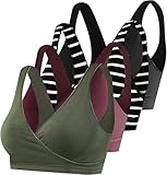 SUIEK 4 Pack Nursing Sleep Bra Maternity Bralette Breastfeeding Comfort Cotton Bras (Large)