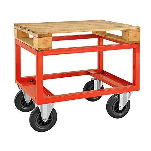 Paletten-Fahrgestell Palettenwagen, hoch, LxBxH 800 x 600 x 650 mm, Tragkraft: 800 kg, rot
