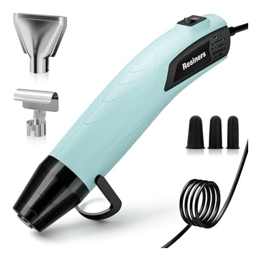 Resiners Heat Gun for Crafts, Mini Dual Temp Hot Air Gun Tool for Epoxy Resin, 3 Nozzles, 350W 662℉ (350℃) Fast Heat, Bubble Remove,DIY Glitter Tumblers,Vinyl Shrinking Wrap,Embossing,Candle Making
