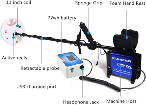 Wodoodporny wykrywacz metalu o wysokiej dokładności z zestawem słuchawkowym Bluetooth, 6 trybów wyszukiwania do poszukiwania skarbów, wyszukiwania monet i biżuterii