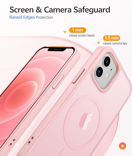 Image of FNTCASE for iPhone 13 Mini Case: for iPhone 12 Mini Case [Compatible with Magsafe] Translucent Matte Magnetic Phone Cover - Military Grade Drop Protection Shockproof Protective Cases - Light Pink
