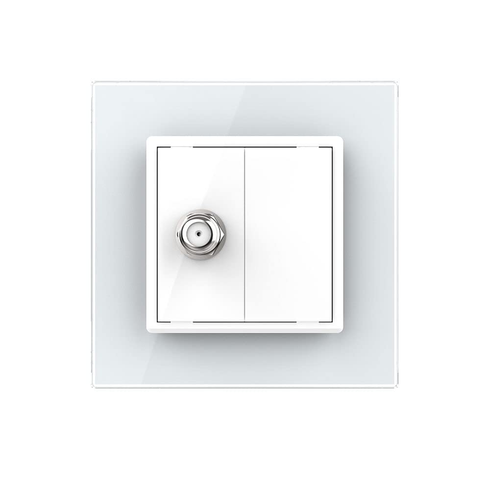 LIVOLO Presa Satellitare Con Pannello In Vetro – Modulo Semplice VL-C7-1ST-11 + VL-C7-SR-11-A – Colore Bianco – Design Moderno, Resistente All'Umidità