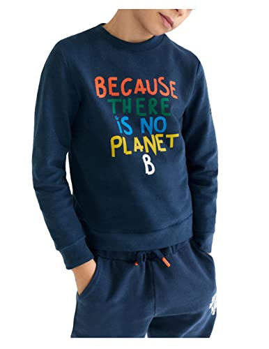 ECOALF - Sudadera Niño Sienalf, de Algodón, Tejido Reciclado, Sudadera Algodón Niño, Sudadera con Manga Larga, Sudadera Básica, Talla 6 años, Color Azul Añil