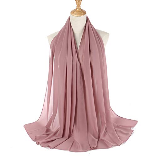 Homyl Mulheres Elegantes Bolha Sólida Chiffon Lenço Hijabs Muçulmano Lenço de Cabeça Xailes Chapéu -