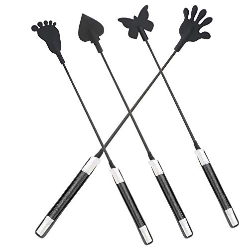 NOPNOG PU leder lange greep tegel peddel, zwarte seksspeelgoed, SM flirtspeelgoed voor paren, 54 cm lang (vlindervorm) - Afbeelding 3