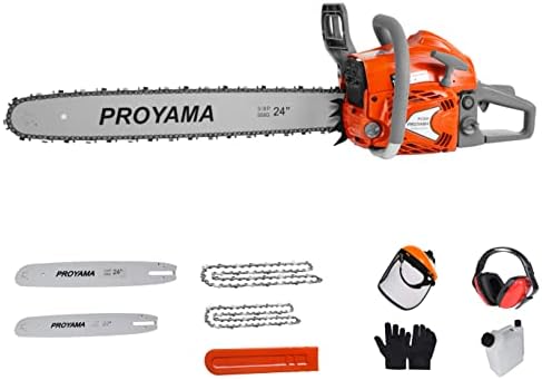 PROYAMA 68CC 2-Cycle Top Handle Gas Powered Chainsaw 24 Inch 20 Inch Petrol Handheld Cordless Chain Saw for Tree Wood Cutting