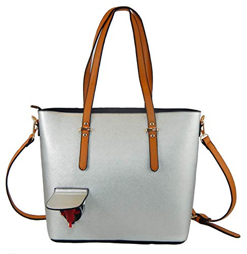 Bolso Tote con Compartimento para Vino Negro/Plata miniatura 6
