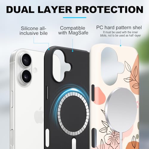 Coque antichoc iPhone 16 Plus fleurie pour éviter les bris d'écran avec MagSafe