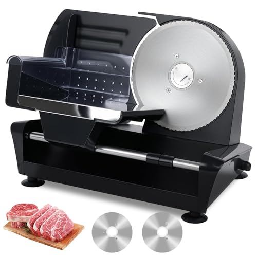 Cortadora Eléctrica De Carne Y Alimentos, Máquina Cortadora De Carne for El Hogar, Cortadora De Carne De Acero Inoxidable Antideslizante for Cocina Con Hoja De 2 * 19 Cm, Espesor Ajustable De 0-20 Mm