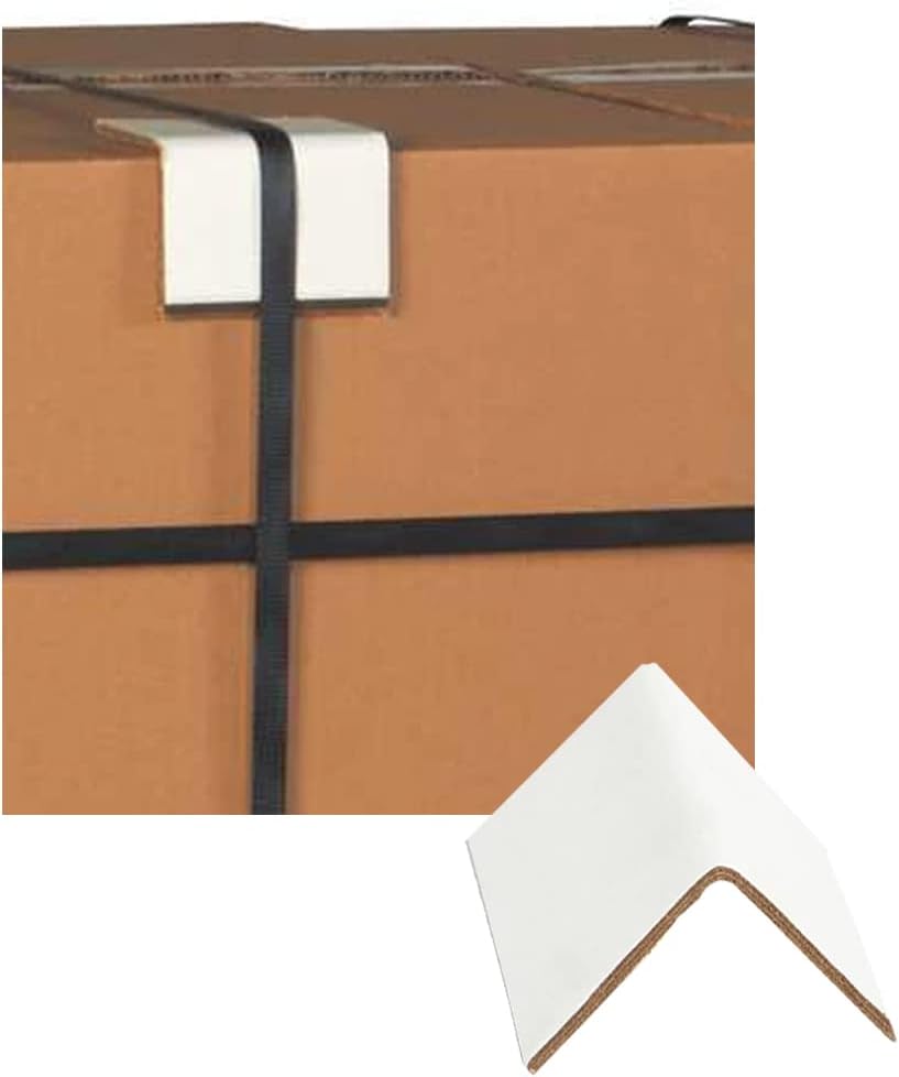 AwePackage Cardboard Edge Strapping Protectors 100 Pack - V board Edge Corner Guard, White 0.120 Thickness (2 x 2 x 4)