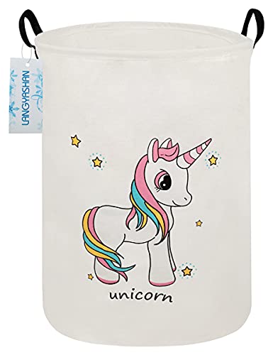 LANGYASHAN Aufbewahrungskorb, Segeltuchstoff, zusammenklappbar, für Wäschekorb, Spielzeugkörbe, Geschenkkörbe, Schlafzimmer, Kleidung, Babyzimmer (Stern-Einhorn) Cover
