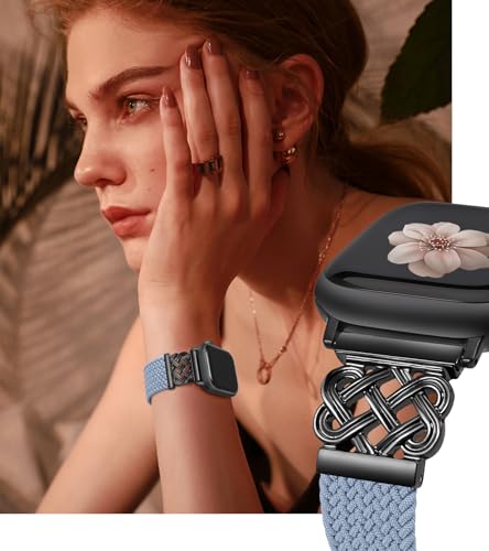 Image of TOYOUTHS Braided Magnetic Band Compatible with Apple Watch Bands 38 /40 /41 /42 /44 /45 /46 /49mm Women Men, Dressy Celtic Metal Stretchy Elastic Strap for iWatch Series 11 10 9 8 7 6 5 4 SE /Ultra 3 2 1
