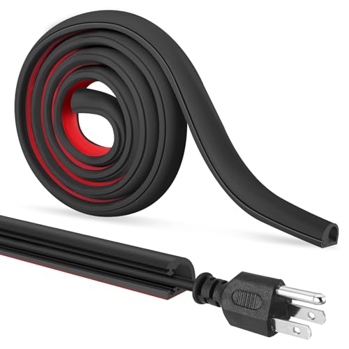 Self-Adhesive Cable Hider,Flexible Wire Cover Cable Raceway for Wires, Wall Mount TV, Home Audio, Network,Power and Phone Line Managemen (Black, 236inch)