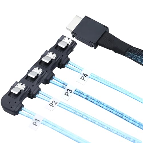 Cable OCuLink PCI-Express SAS SFF-8611 4i a SATA 7P 0.5m miniatura 4