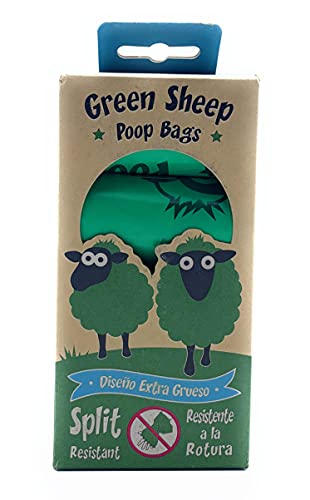 Image of DB Green Sheep Biodegradable Dog Poop Bags, Extra Thick, Extra Strong, Split-resistant Leak-Proof Poop Bags for Dogs, 15 Doggy Bags per Roll, 8 Rolls per Box, Each Dog Poop Bag Measures 9 x 12.5 inch