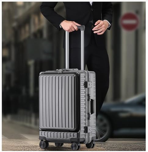 Suitcase, suitcase hard shell with front opening USB socket and STA suitcase,Black,24in2