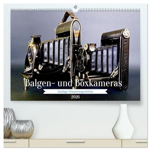 Balgen- und Boxkameras - Analoge Erinnerungsstücke (hochwertiger Premium Wandkalender 2026 DIN A2 quer), Kunstdruck in Hochglanz: Eine Kamera wie ein Schuhkarton? (CALVENDO Technologie)