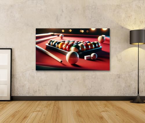 Tableau sur toile jeu de billard coloré décoration murale rouge